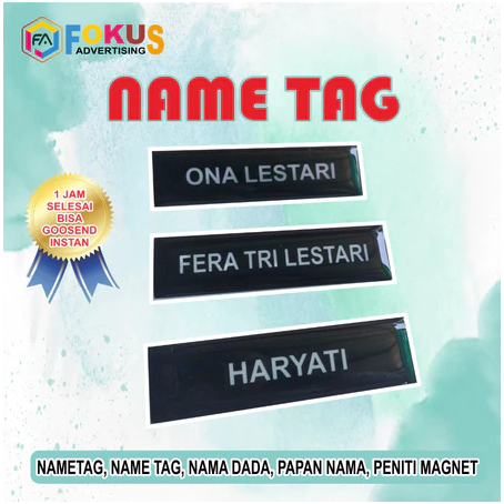 

Nametag / Name Tag / Nama Dada / Papan Nama / Papan Nama Custom
