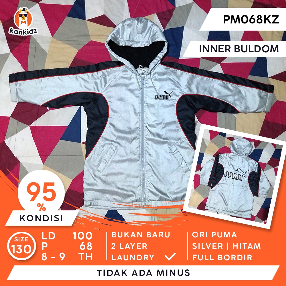 SIAP PAKAI | Jaket Anak Vintage Puma Inner Buldom | Silver Hitam Size 130