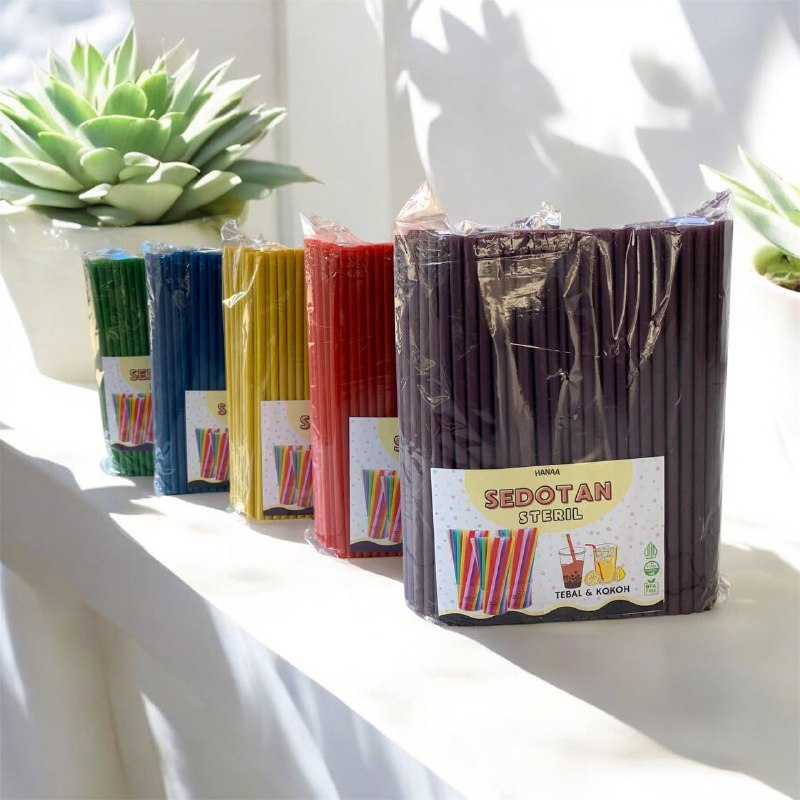 Sedotan Plastik / sedotan steril Warna-Warni