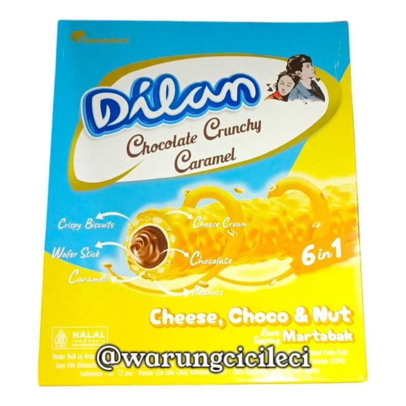 

DILAN - CHOCOLATE CRUNCHY CARAMEL - RASA CHEESE, CHOCO & NUT isi 23g x 12pcs ( 1 BOX )