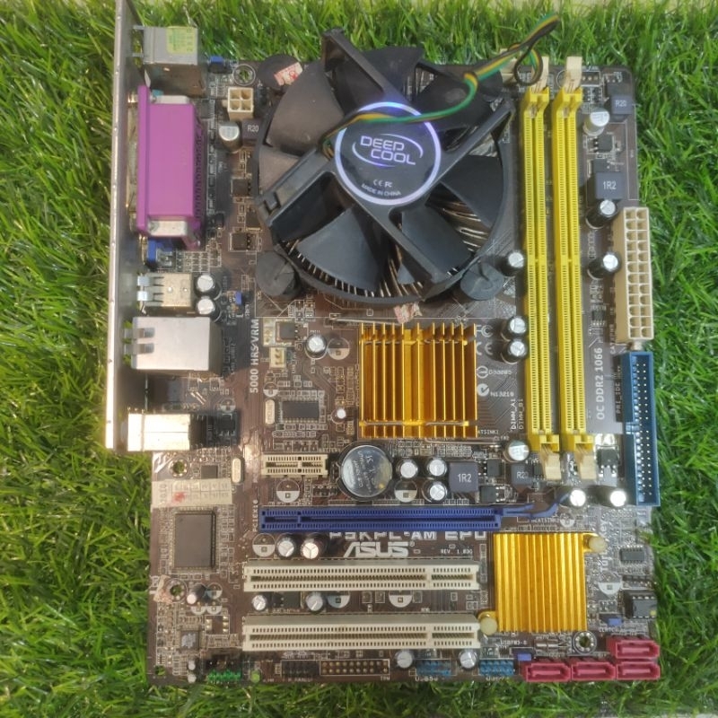 Paket Motherboard Mobo ASUS P5KPL-AM SE LGA 775 Processor Core 2 Duo+ Fan+ RAM
