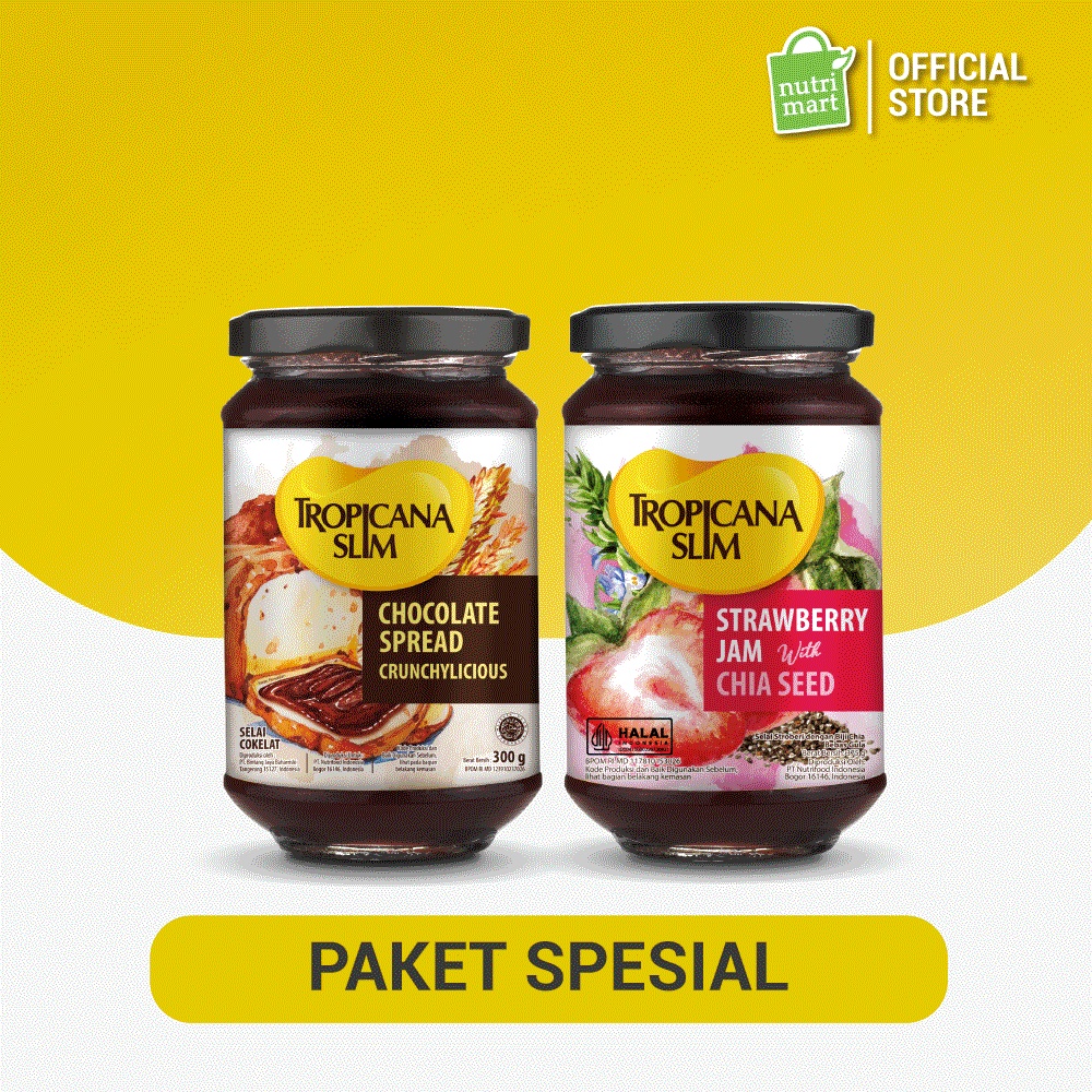 

Paket Sarapan - Tropicana Slim Chocolate Spread 300 gram + Tropicana Slim Strawberry Jam 375 gram