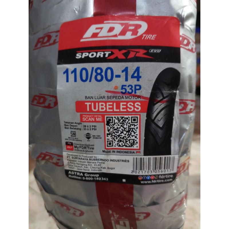 Ban Luar FDR 110 / 80 Ring 14 Sport XR Evo Tubeless