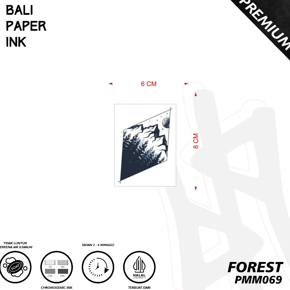 KODE L94L Tato Forest PMM69  Premium Temporary Tattoo  By Bali Paper Ink