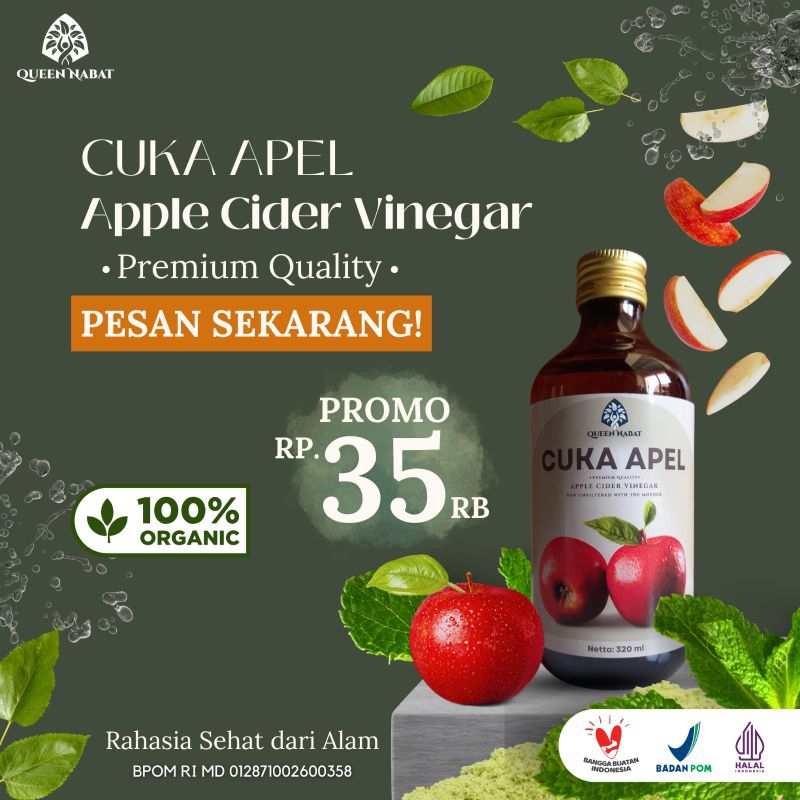 

CUKA APEL MURNI PREMIUM QUEEN NABAT SUDAH BPOM Mengobati Kolestrol Asam Lambung Dan Diabetes