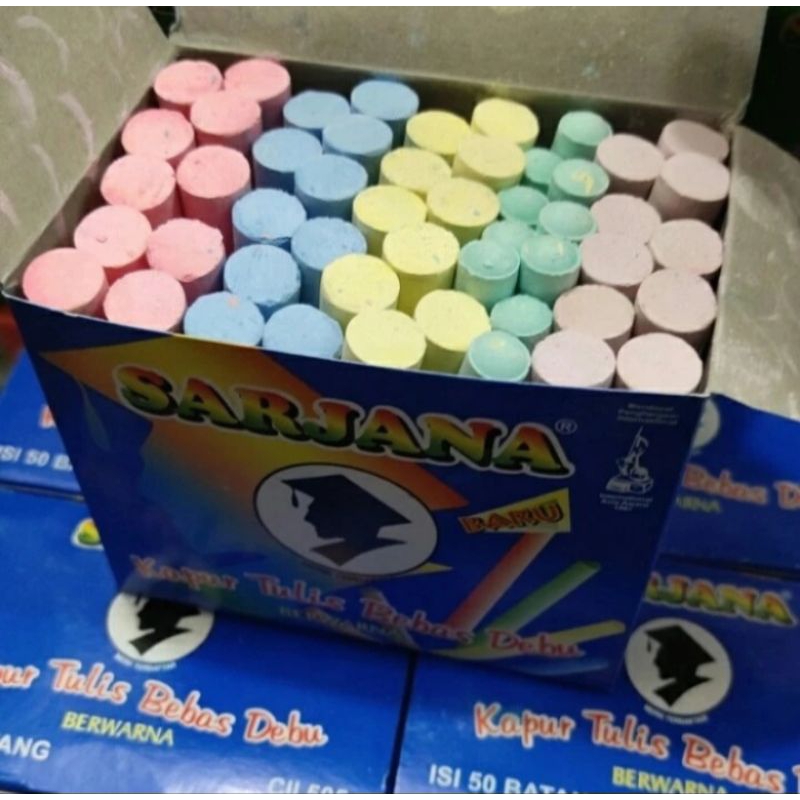 

Kapur Tulis Warna merk Sarjana - 1 Karton isi 60 Boxes.