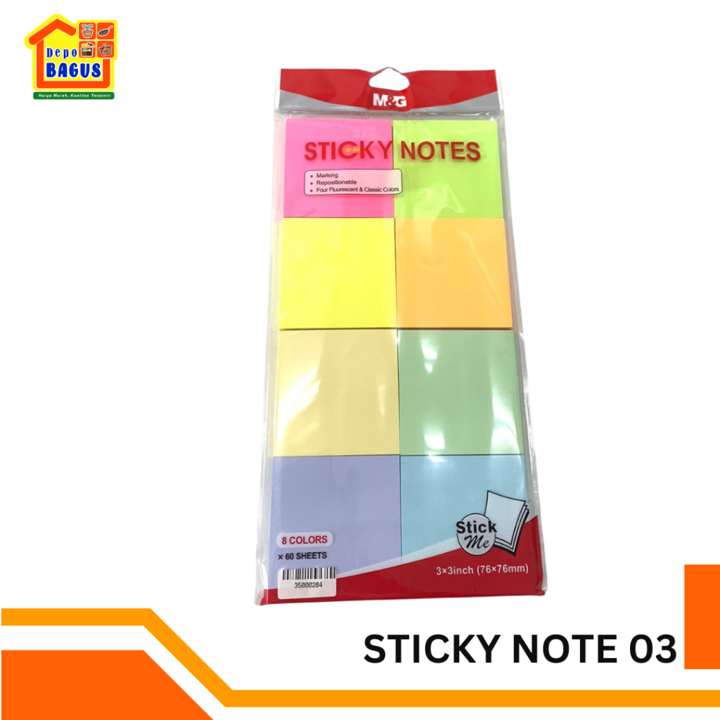 

Sticky notes 3x3inch 100 sheets 8colors Memo Kertas Catatan