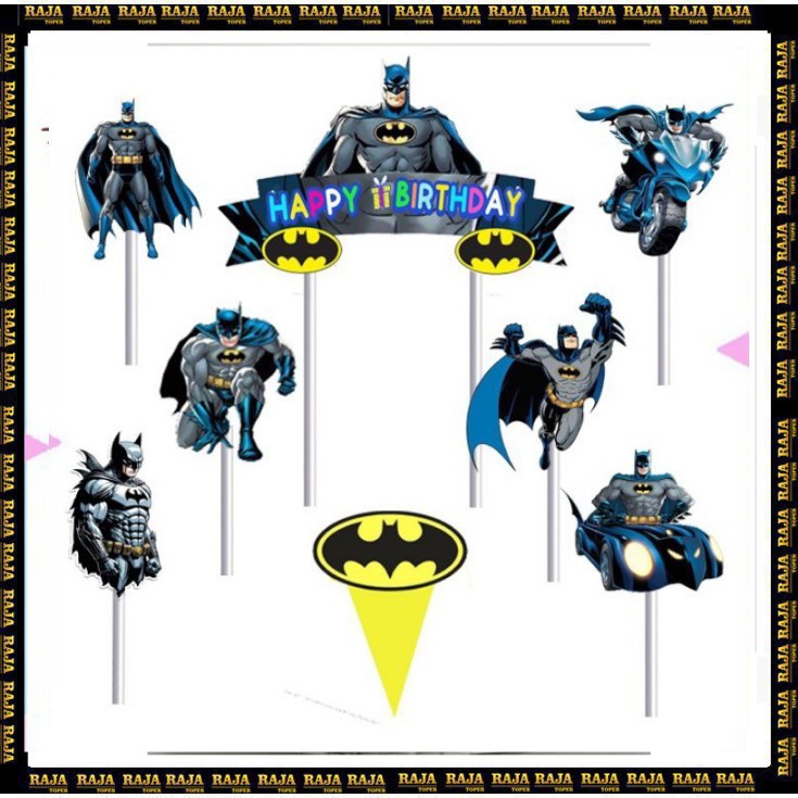 

Toper Cake/Toper Karakter/Toper Happy Birthday/Toper Ulang Tahun/Hiasan Kue Ulang Tahun/Toper Karakter BATMAN/Toper Tusukan Murah