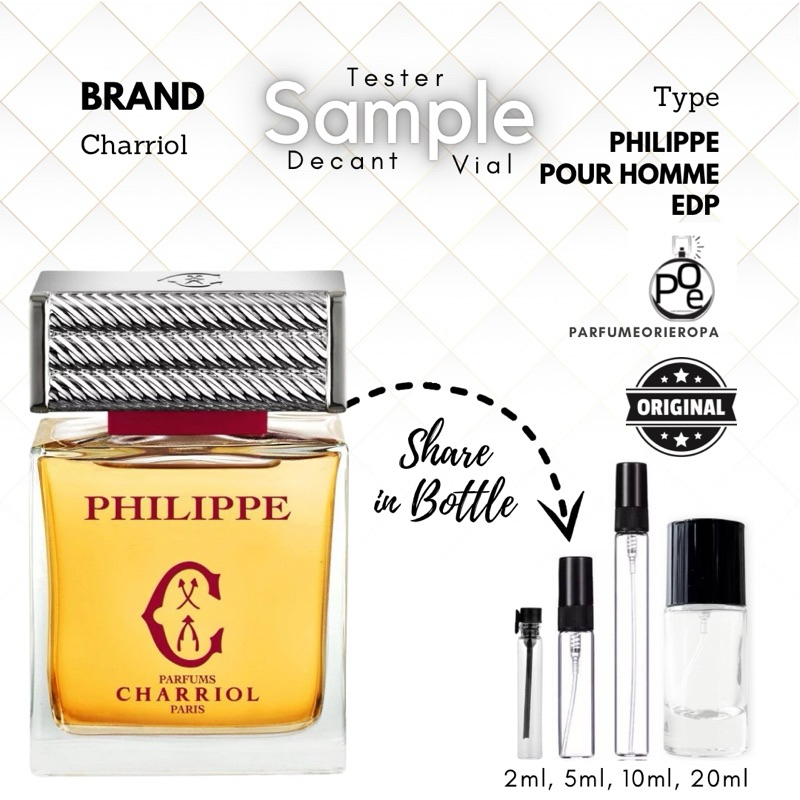 Sample Parfum Pria Charriol philippe Edp pour homme Original tester decant vial 2ml 5ml 10ml 20ml tr