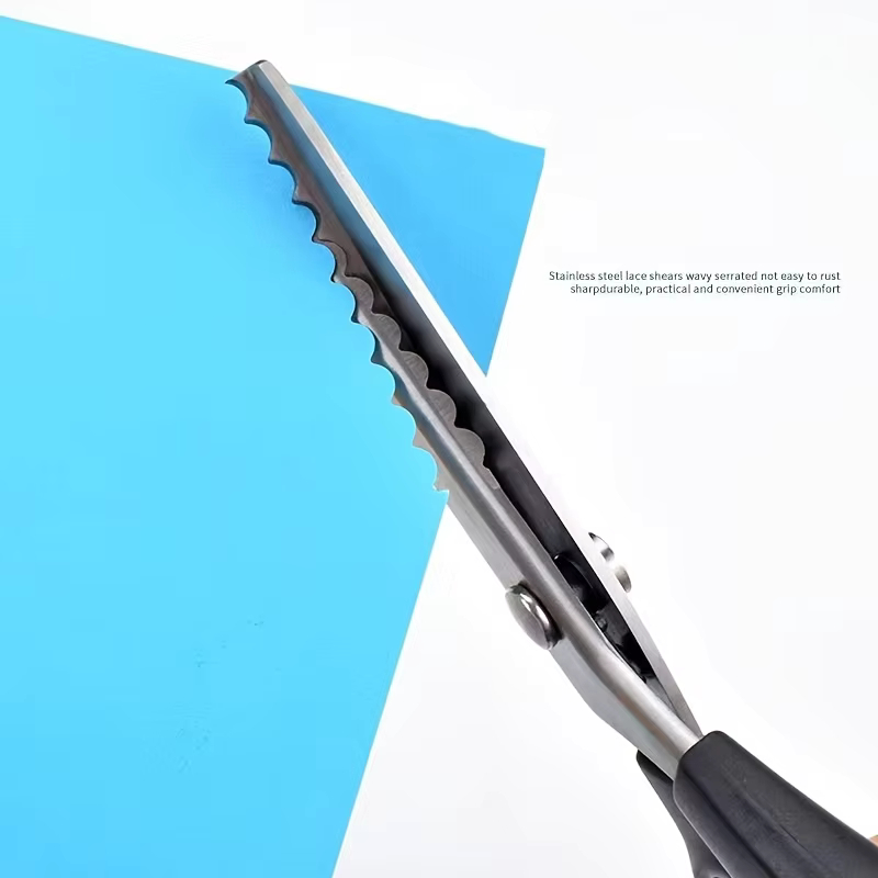 

GUNTING KAIN MODEL ZIGZAG DAN LINGKARAN GUNTING JAHIT Stainless steel lace scissors, large