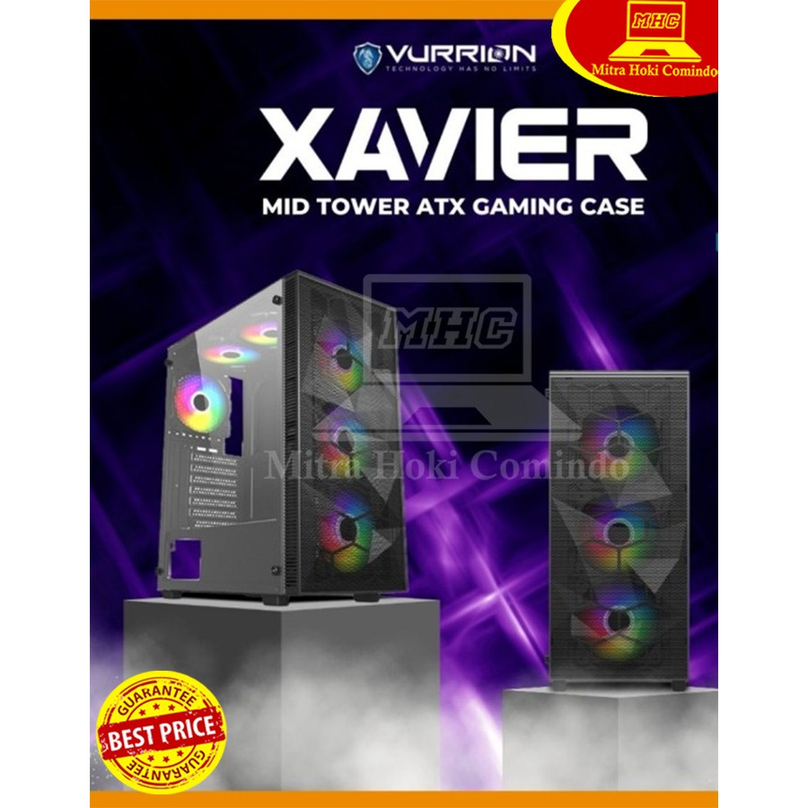 CASING PC VURRION CASING KOMPUTER GAMING VURRION XAVIER BLACK 3 FAN RGB PC CASE