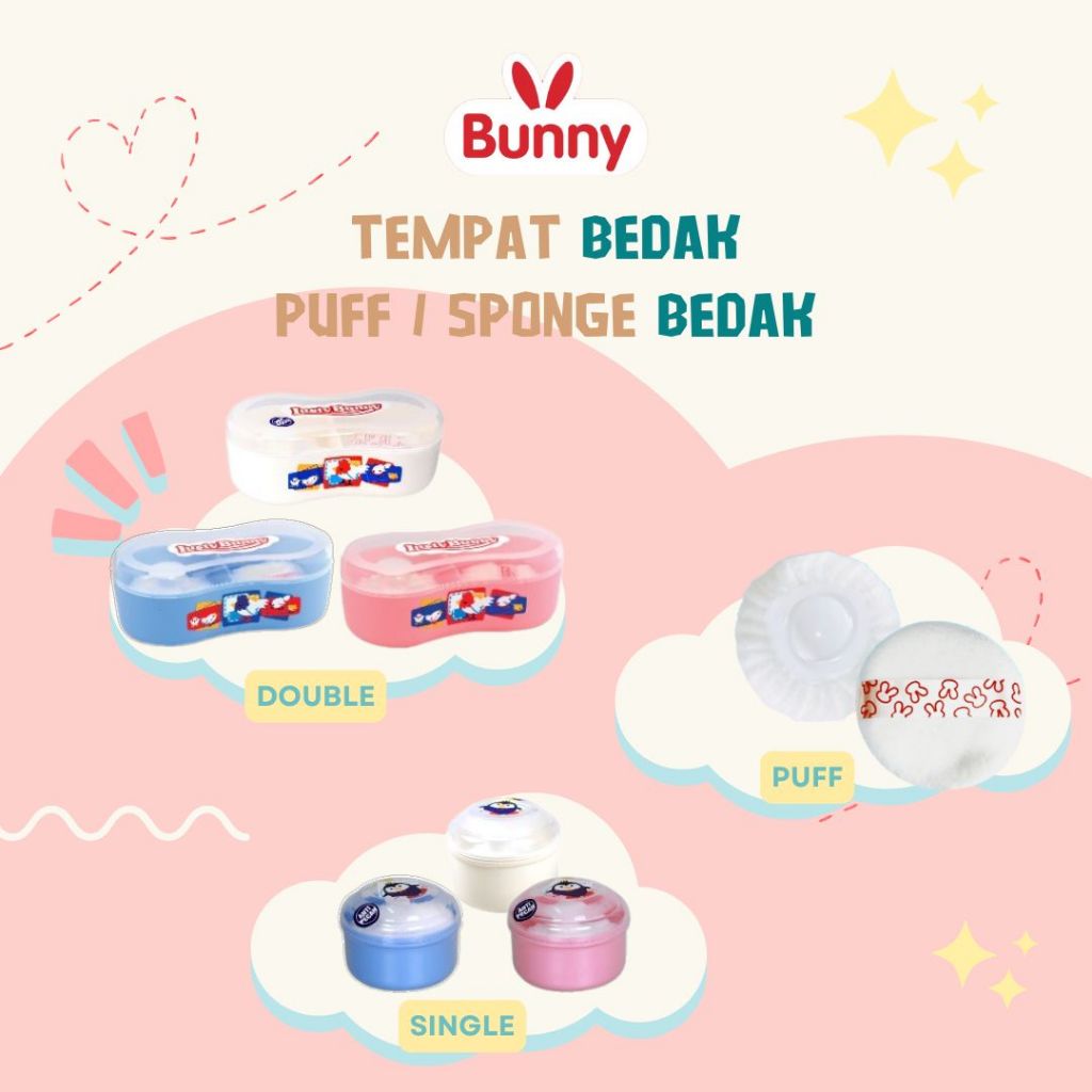 Lusty Bunny Tempat Bedak Single Double Sekat Anti Pecah 2in1 Free Puff / Sponge / Tepukan Bedak Tabu