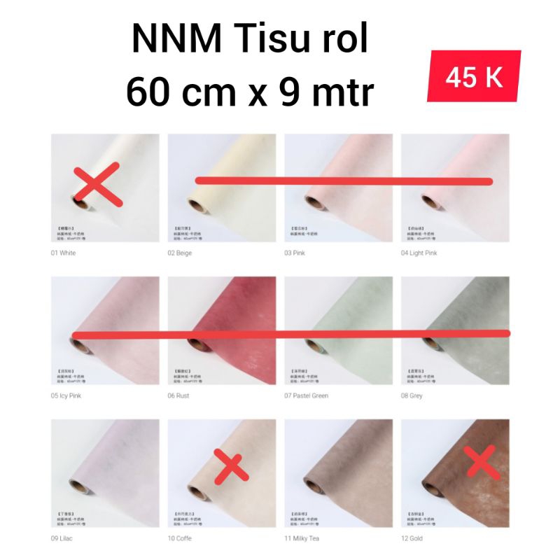 

Kertas Tisu rol / Cotton milk paper / flower wrapping / kertas bungkus bunga 9 mtr