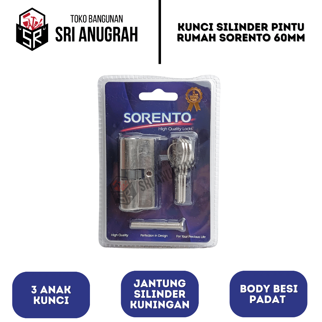 Silinder Anak Kunci Pintu Rumah SORENTO 29mm x 60mm