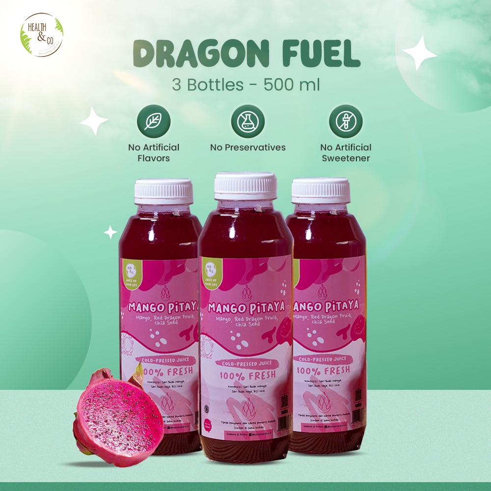 

Health & Co - Mango Pitaya Drink - Minuman Sehat - 3 Bottles @500ML