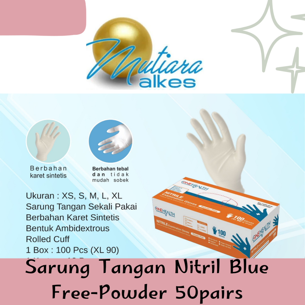 (MUTIARA ALKES) Sarung Tangan Nitril warna / Handscoon Nitrile ONEHEALTH