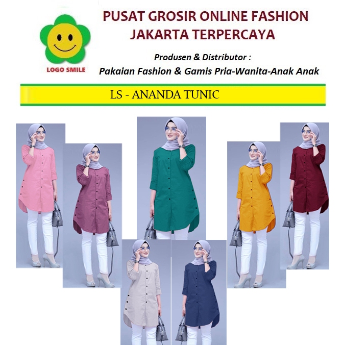 NEW ANANDA TUNIK - LOGO SMILE (LS) - UKURAN M-3XL - MATT MOSCREPE
