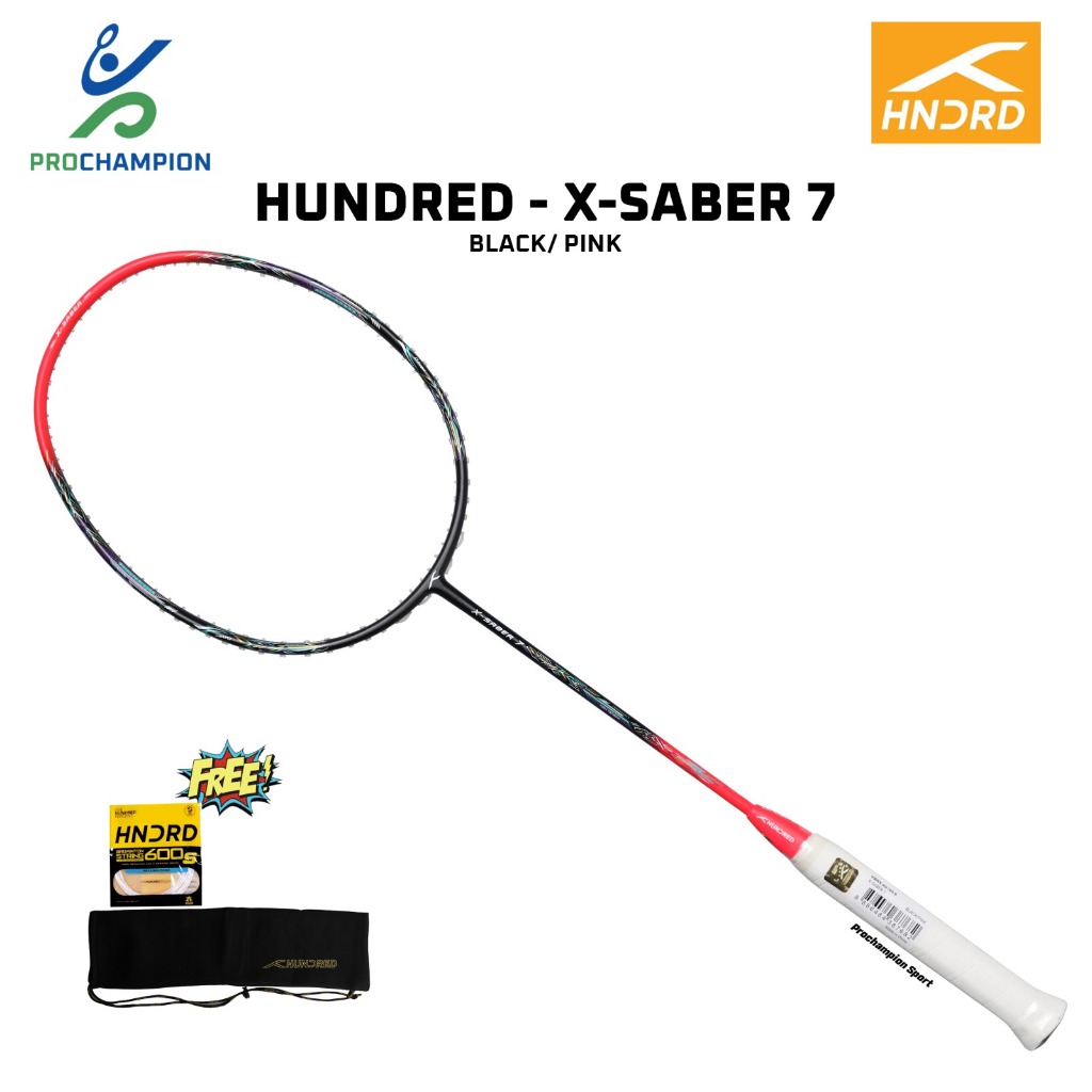 New  Raket Badminton Hundred HNDRD X SABER 7 Black Pink