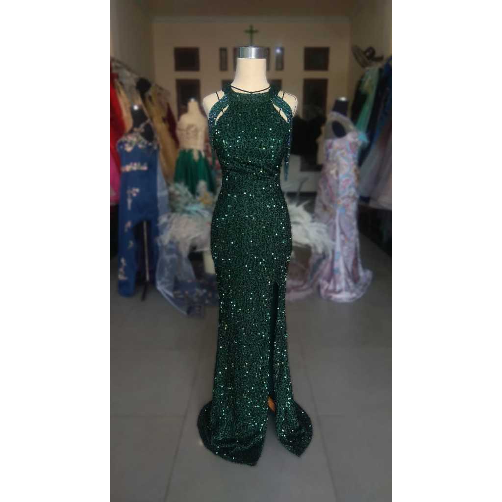 [FOR RENT] Gaun Pesta Hijau Emerald/ Green Emerald Party Dress S004