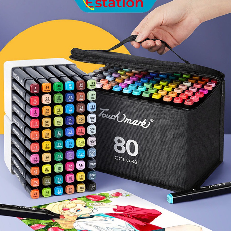

KODE E69L Estation Spidol Warna Warni 1 Set Sketch Marker 2 Tip Touch Marker 4868 Warna