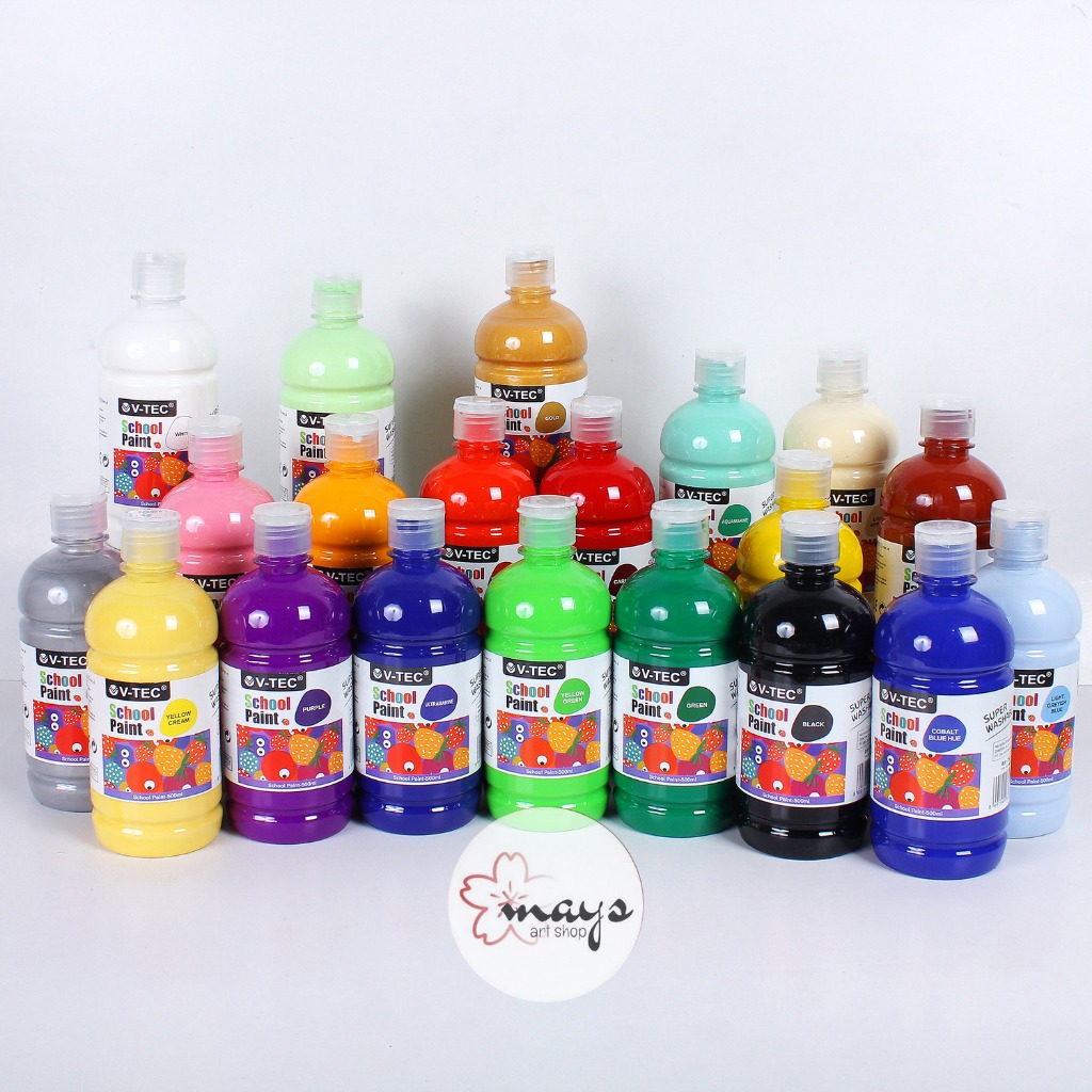 

V-TEC School Paint - Cat Lukis Anak - Cat Akrilik Poster Sekolah - Hand Finger Paint Washable Toxic Free - Acrylic Paint