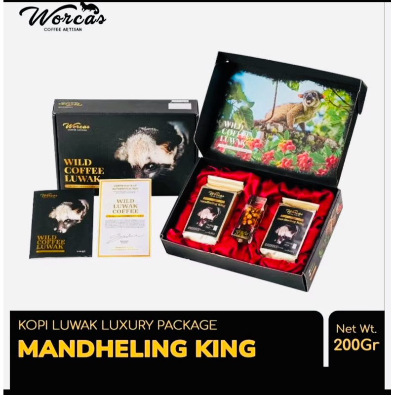 

worcas kopi luwak coffee box luxury mandheling king , luwak liar 200 gr 1 box