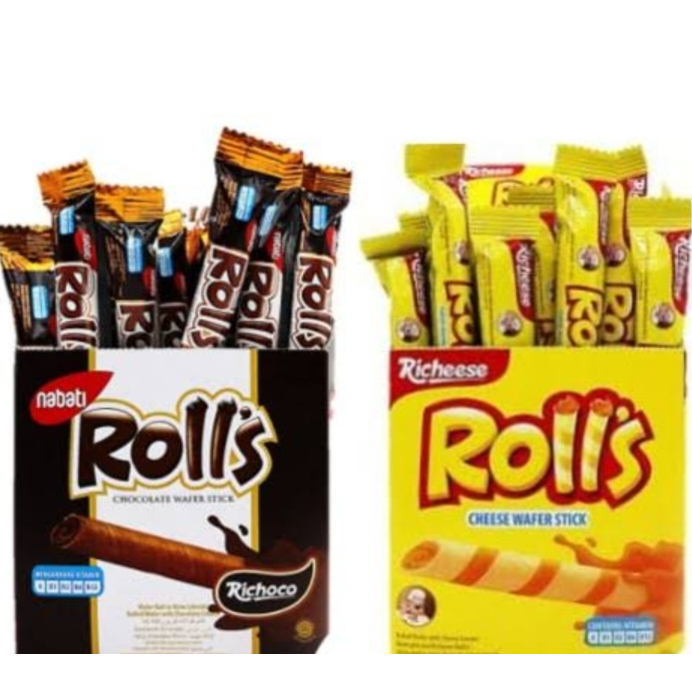 

Nabati rolls cheese wafer stick richeese cemilan murah dan enak (20pcsx7gr) rasa keju dan cokelat