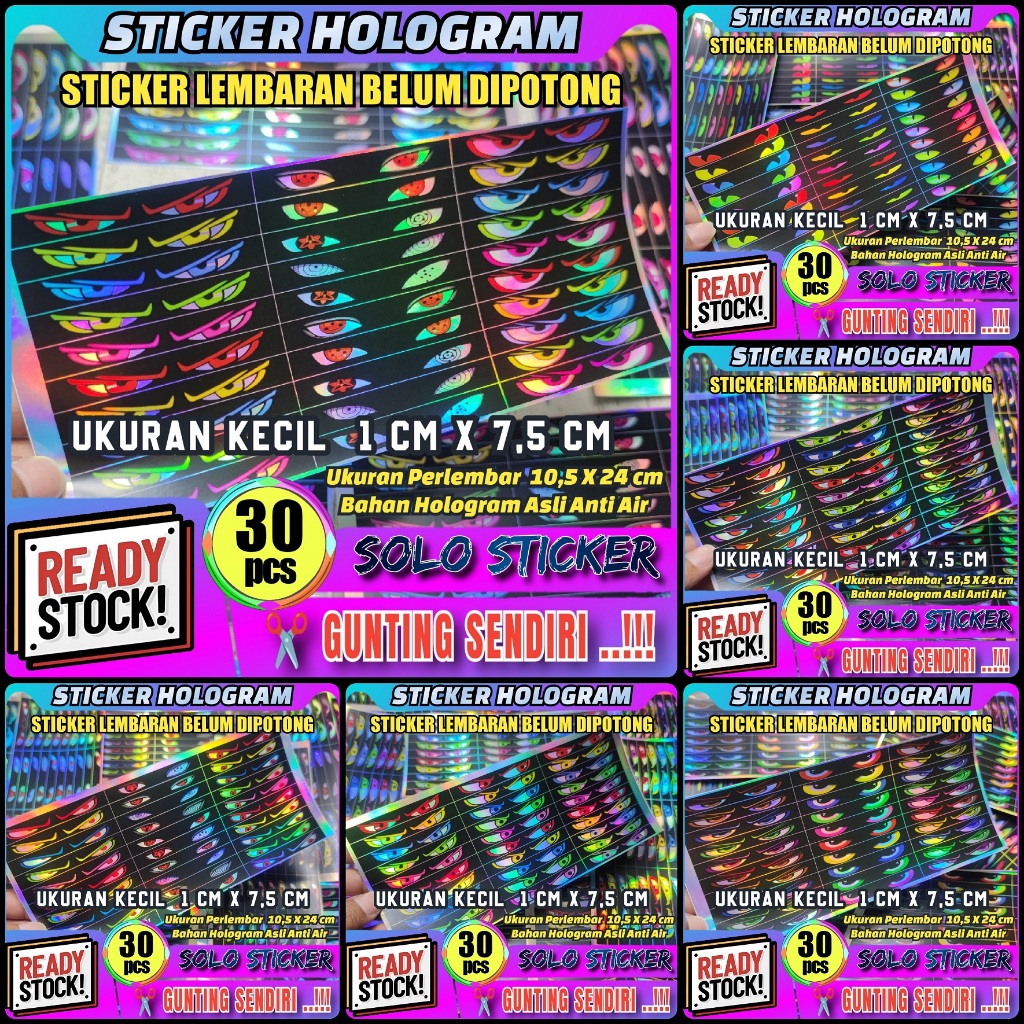 

Stiker Strobo Mata Hologram Anti Air Ukuran 1 x 7,5cm Isi 30 pcs