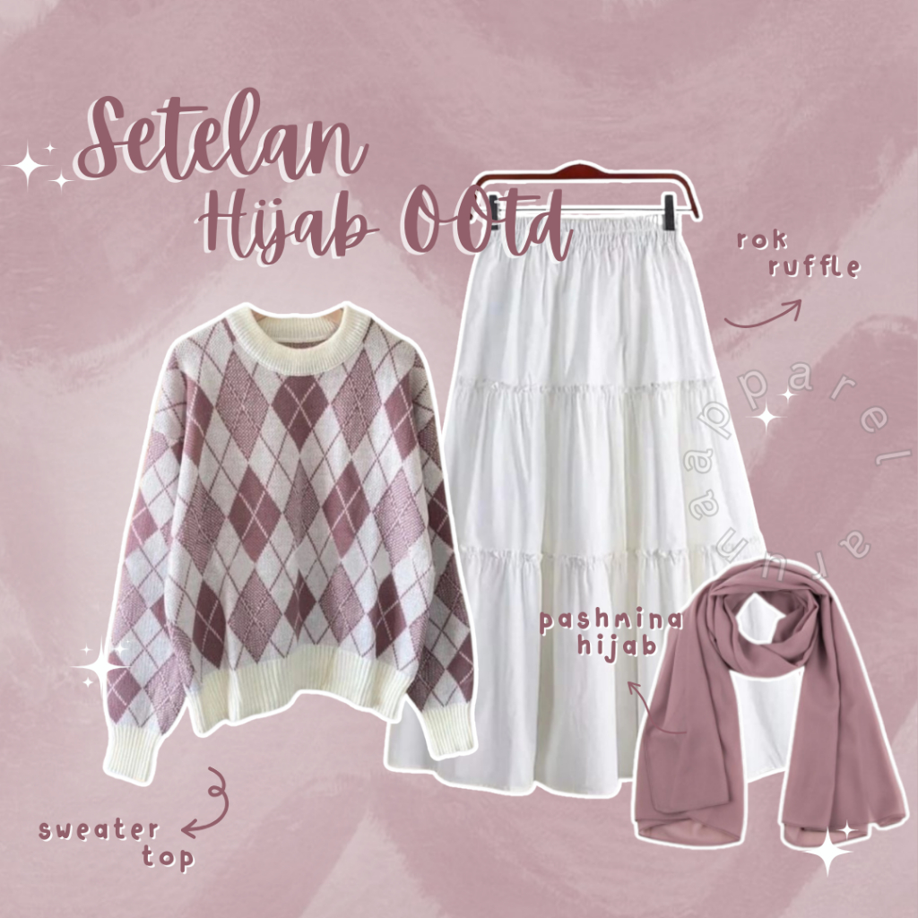 3in1 Set 260 - Setelan Wanita Hijab OOTD Kekinian terbaru Outfit Lebaran OOTD Hijab Korean Style