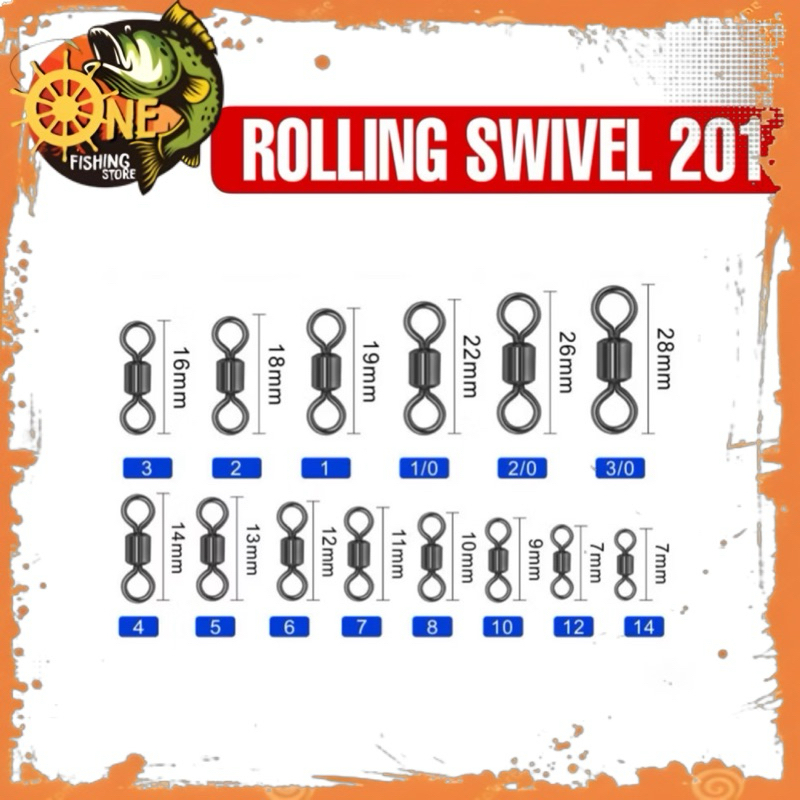 dopemani - kili-kili pancing rolling swivel 201 isi 1000pcs aksesoris mancing