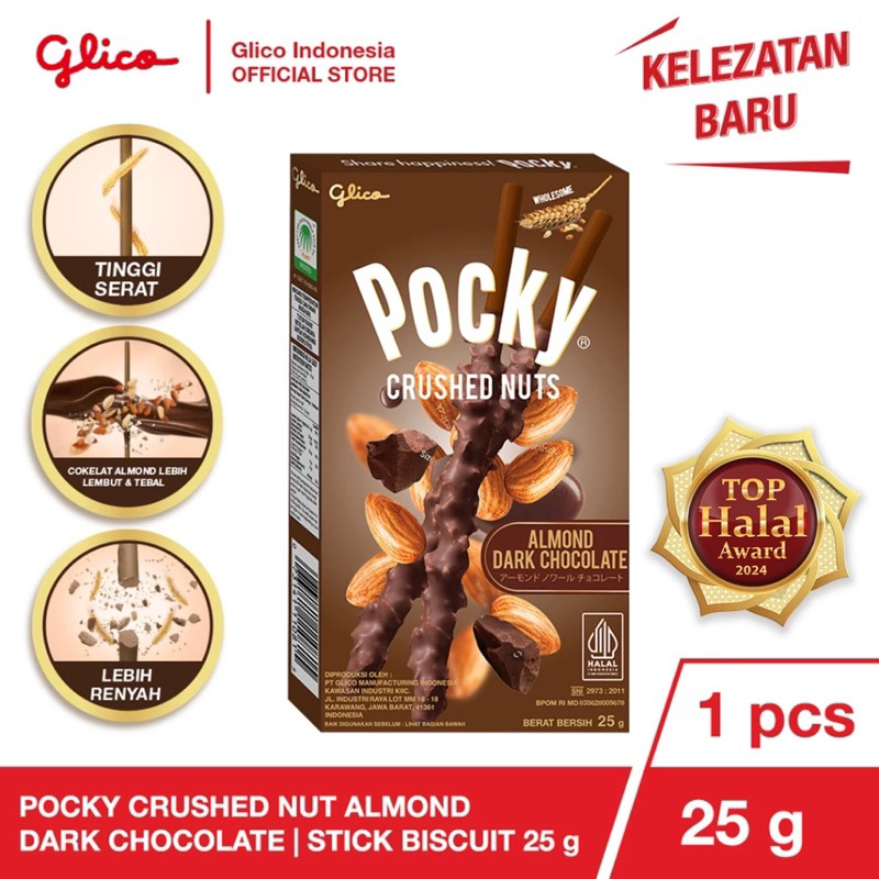 

POCKY CRUSHED NUTS ALMOND DARK CHOCOLATE STICK BISCUIT