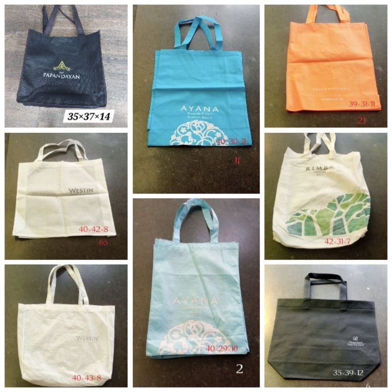 TAS SPUNBOND TAS BELANJA TOTE BAG SHOPPING BAG HOTEL  AYANA BALI AYANA KOMODO RIMBA GRAND HYATT WEST