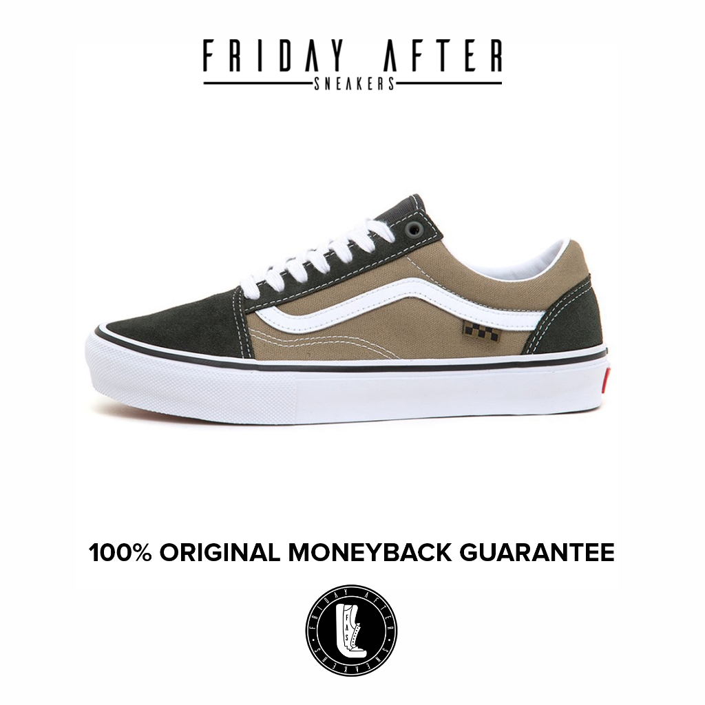 Sepatu Sneakers Pria Vans Skate Pro Old Skool Gothic Olive Original Resmi