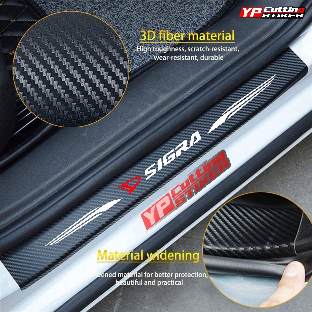 Stiker sillplate karbon 3D stiker pelindung pijakan pintu mobil sigra stiker mobil daihatsu sigra