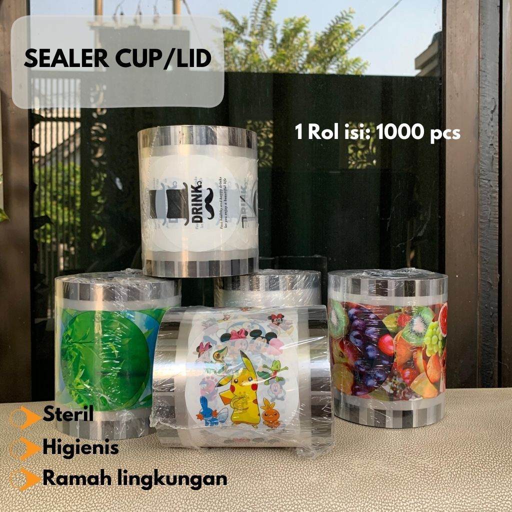 PLASTIK LID CUP SEALER CUP MOTIF / POLOS / LID CUP SEALER MOTIF DAUN TEH / KARTUN / BUAH-BUAHAN / LI
