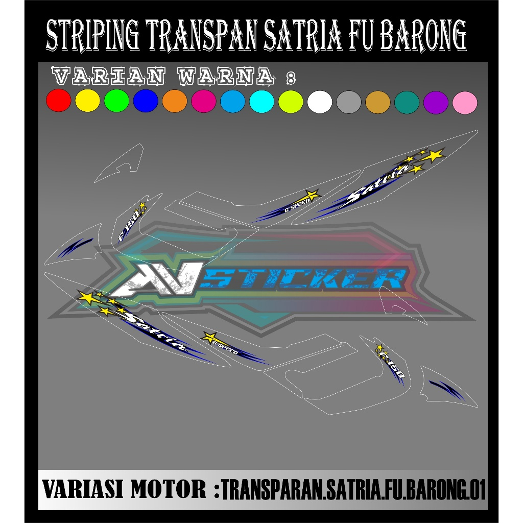 STICKER TRANSPARAN   SATRIA FU BARONG MOTIF SIMPEL STRIPING TRANPARAN SATRIA FU BARONG 01