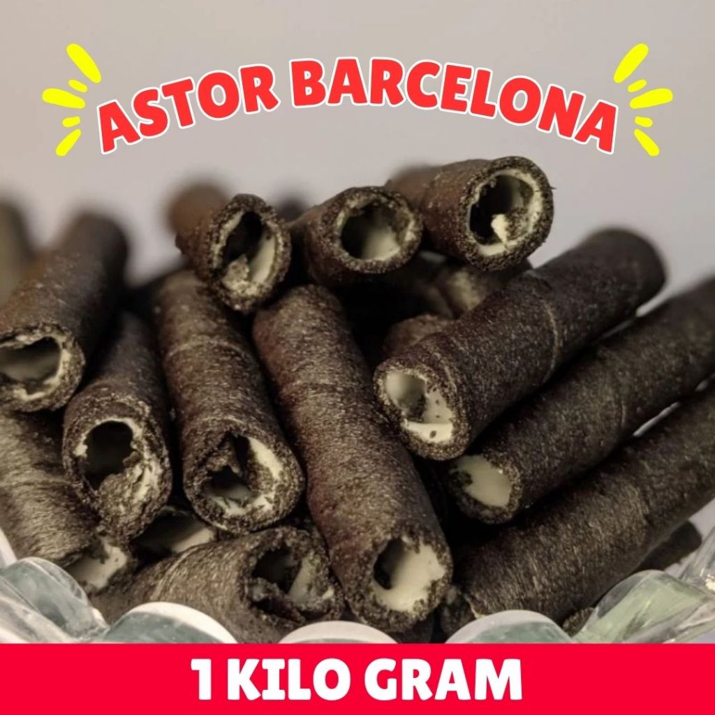 

Astor Mini 1KG Murah Enak Renyah Astor Barcelona Wafer Rolls Kiloan Rasa Vanila - Shine Mate