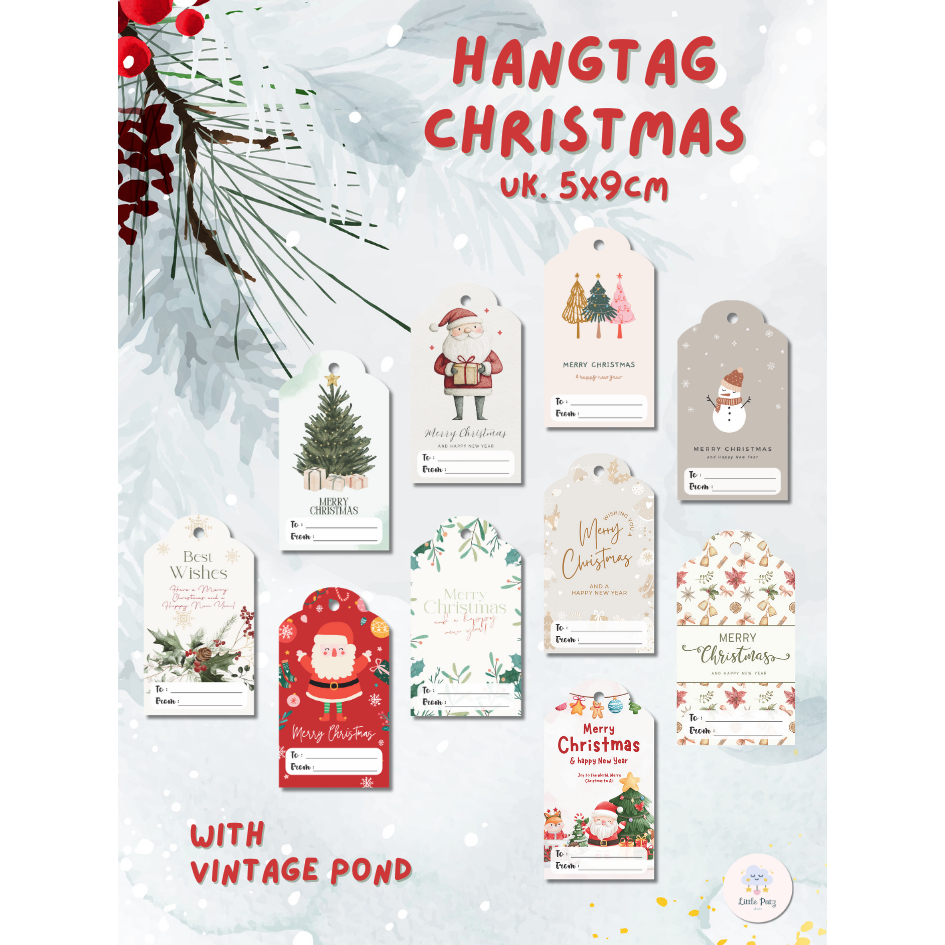 

NEW DESIGN!!! Hang Tag CHRISTMAS VINTAGE TO + FROM /Hang Tag NATAL/Party/Hampers/Label/Parcel