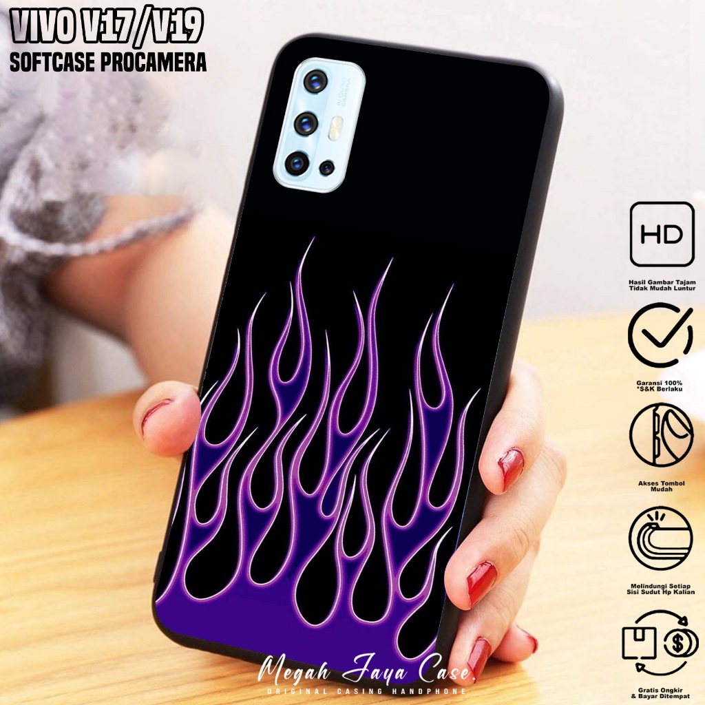 Softcase Hp VIVO V17 / VIVO V19 - Case Hp VIVO V19 / VIVO V17 Motif FIRE - Softcase Pro Camera - Sil