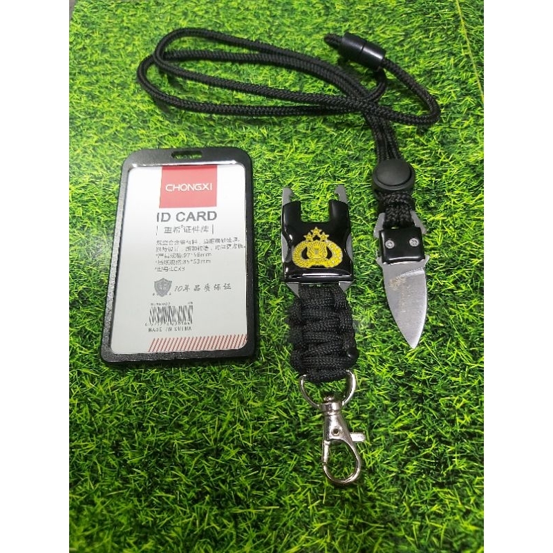 

lanyard tactical tali gantungan id card holder mini knife custom logo tribrata polri