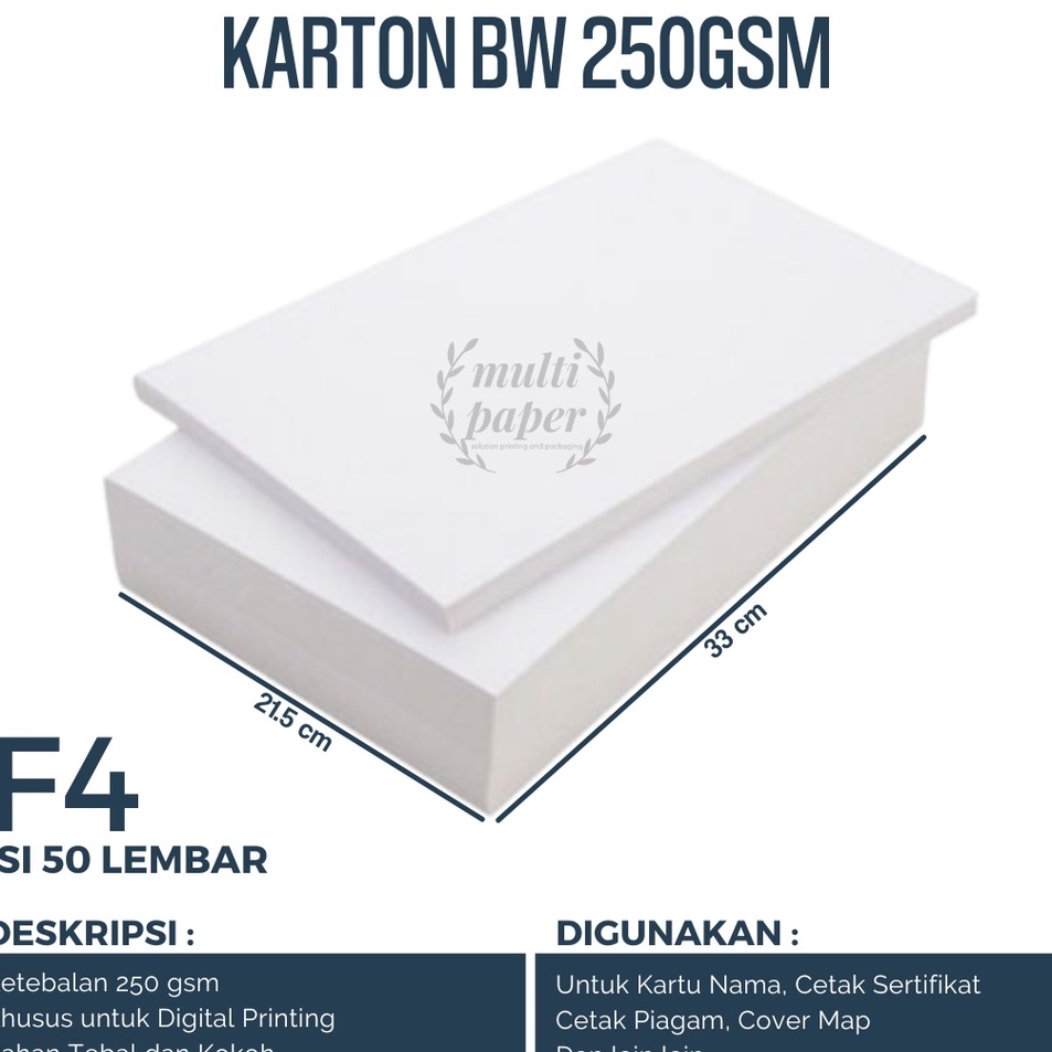 

Seller Karton BW F4 isi 5 lembar Kertas BW F4 25gsm P64