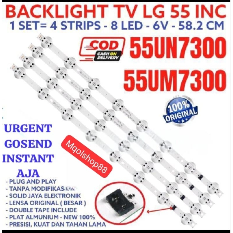 BACKLIGHT TV LG 55 INC 55U7300 55UN7300 55UM 55UN LAMPU BL 8K 6V KODOK LENSA BESAR 8LED 8 KANCING 6V