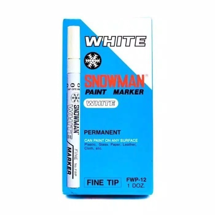 paint marker snowman fine tip fwp-12 / spidol putih snowman 1pack ukuran kecil