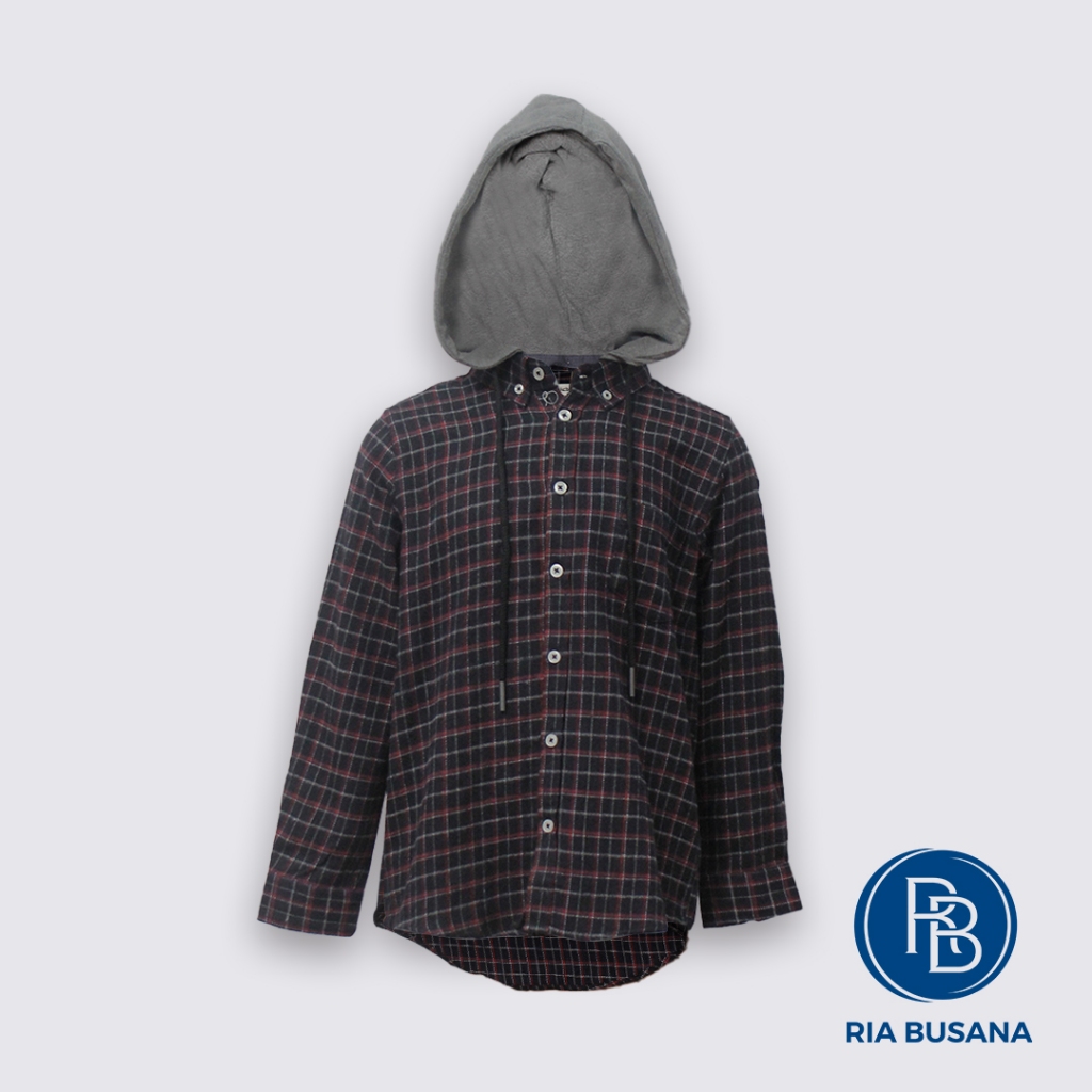 Ria Busana - Dj Kids - Kemeja Kotak Kotak Lengan Panjang Kupluk Anak Pria Flanel Art. 1974000209.197