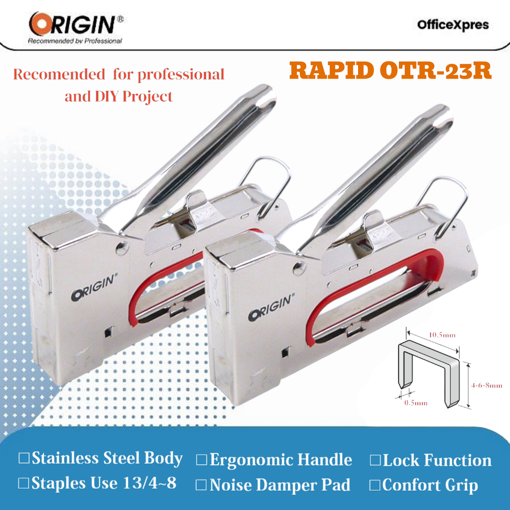 

Gun Tacker OTR-23R / Heavy Duty Guntacker / Stapler Tacker 4-6-8mm / Stapler Jok Motor / DIY & Profesional Guntacker / Stapler Tembak Stainless Steel Origin