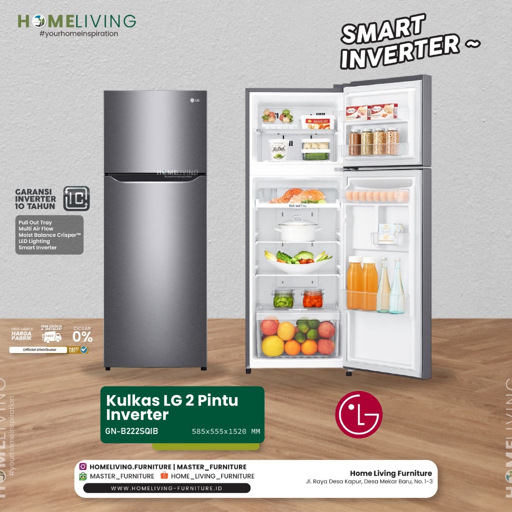 HOMELIVUNG-Kulakas LG 2 pintu inverter/Kulkas LG 2 pintu inverter pro/kulkas 2 pintu