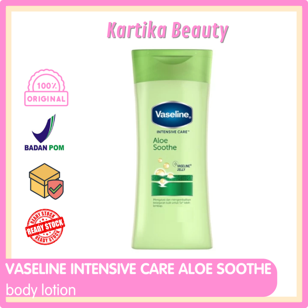 VASELINE INTENSIVE CARE ALOE SOOTHE : KECIL 100 ML / BESAR 200 ML | BODY LOTION VASELIN HIJAU | BODI