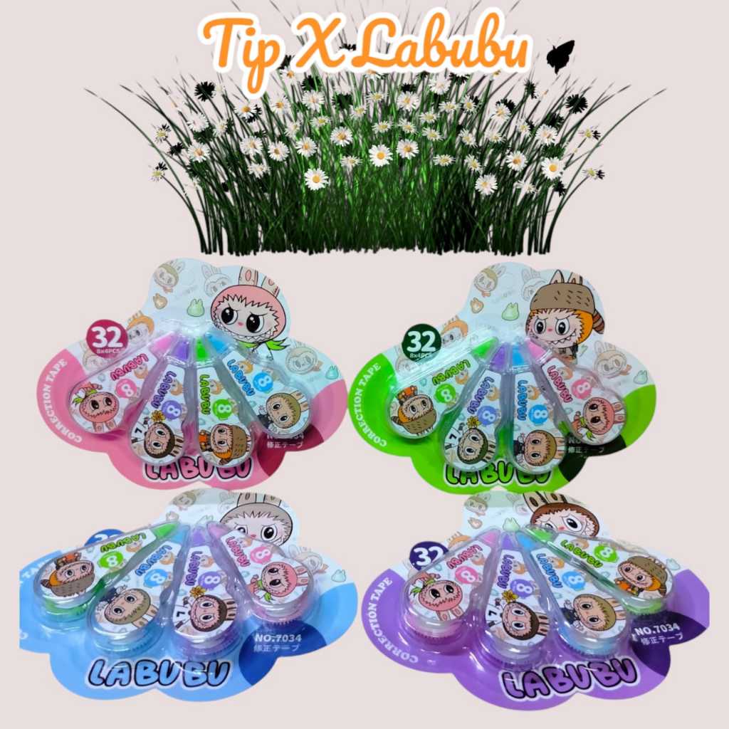 

Set Tipe X Kertas Tip X Isi 4 atau 1 Correction Tape Motif Karakter Labubu Rol Penghapus Pena Stationery Alat Tulis ATK Sekolah