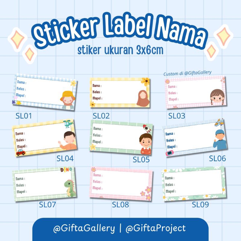 

Stiker Label Nama Buku Sticker Custom 6x3cm