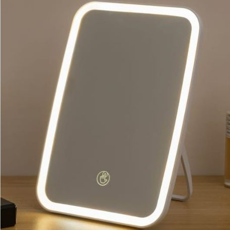 Cermin Rias Make Up LED Lampu Kotak Portable Mirror Light Recharge Kiseki HZ-007A | HZ-008A